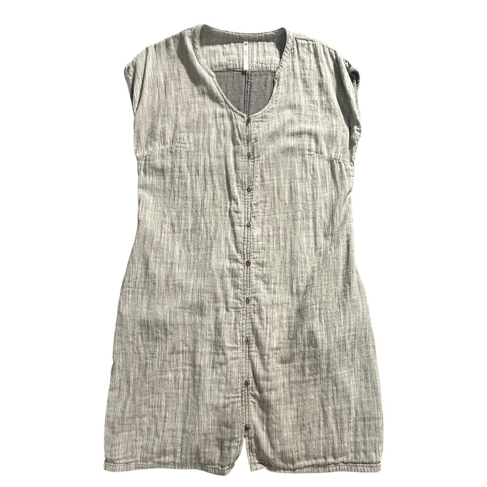 KUHL Riviera Tank Gorpcore Grey White Textured Button Front Pocket Dress M